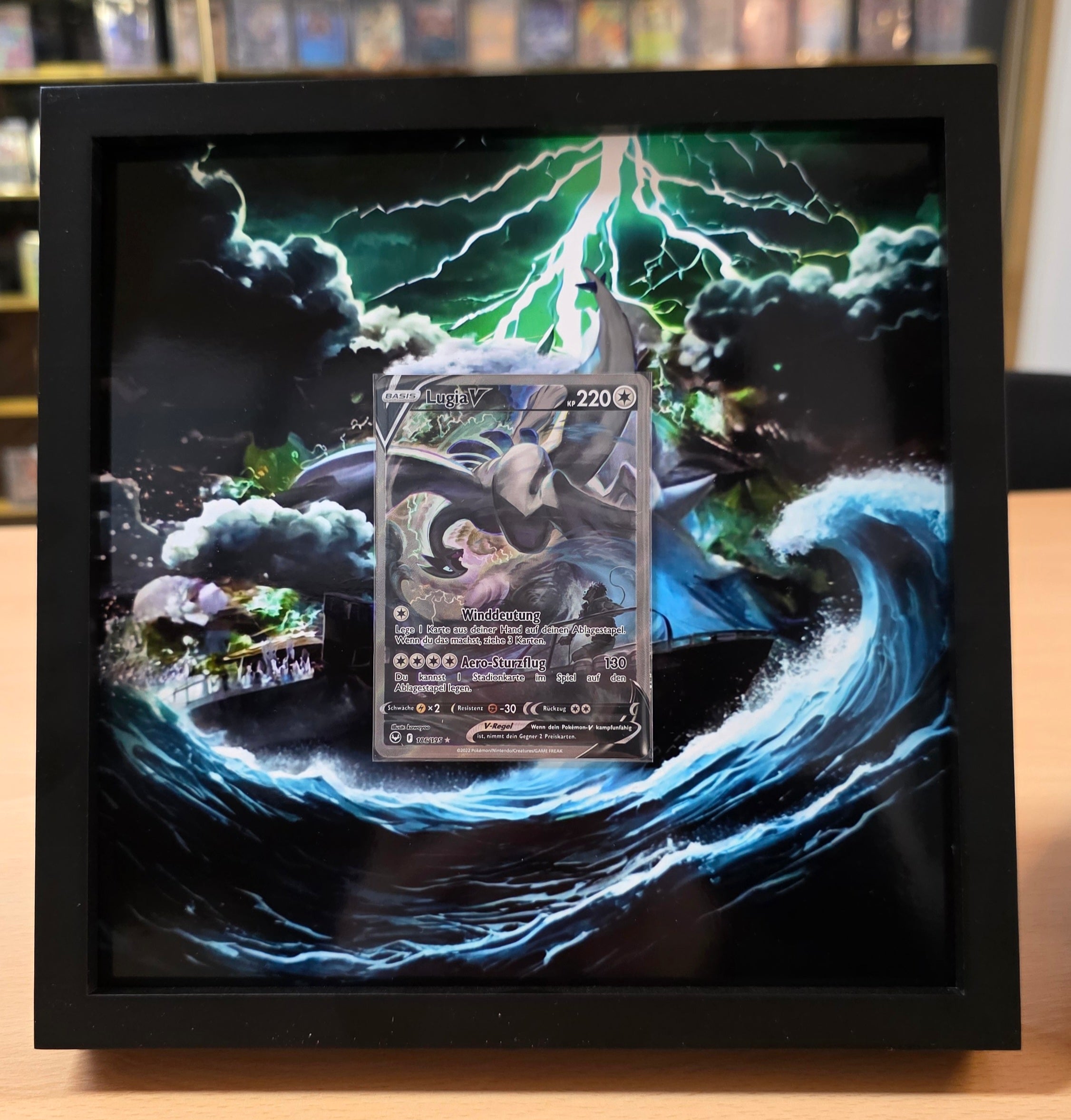 Premium Displayrahmen - 20×20 cm ☆Lugia V 186/195 - Silberne Sturmwinde l Card Club