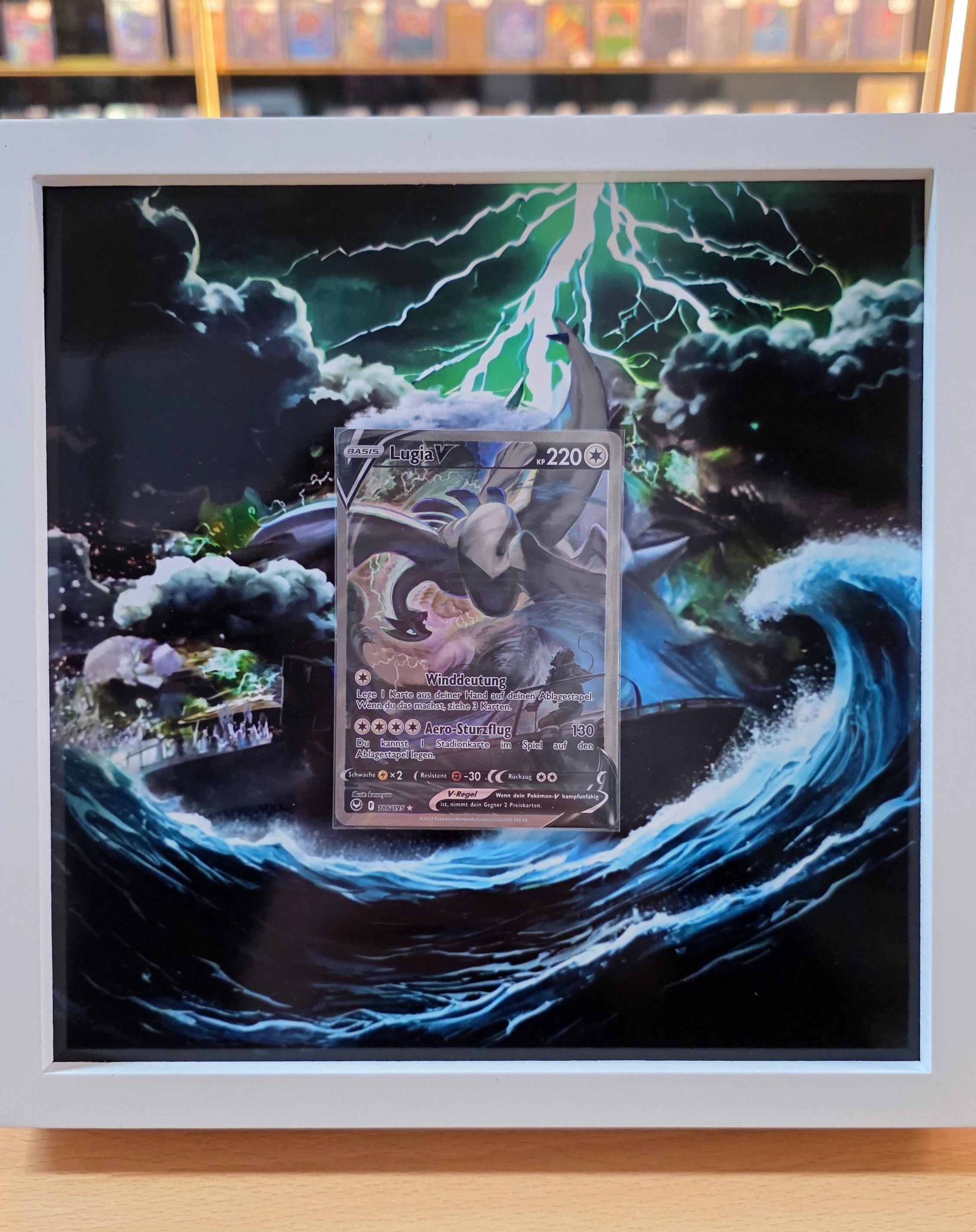Premium Displayrahmen - 20×20 cm ☆Lugia V 186/195 - Silberne Sturmwinde l Card Club